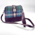 MCS-CB5003-MCS2204  Handwoven Harris Tweed Square Zip Shoulder Bag in Green/Purple Color Front View Keilys.com