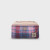 ISL-9555PNKBLUTTL00 Islander Handwoven Harris Tweed Toiletry Bag Pink and Blue Tartan Color Keilys.com