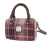 GA-LB1203-COL154-Pink Burgundy Harris Tweed Leather & Check Mini Bowling Bag Keilys.com