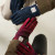 ISL-9001FUSTTL0-Fuchsia And Navy Women's Harris Tweed & Leather Gloves Keilys.com