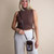 MCS-MAC2511-BLUE BROWN Handwoven Harris Tweed Crossbody Phone Bag LIFESTYLE Keilys.com
