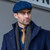 Mucros Weavers Men's Irish Tweed Driving Cap - Blue Herringbone Front view Keilys.com