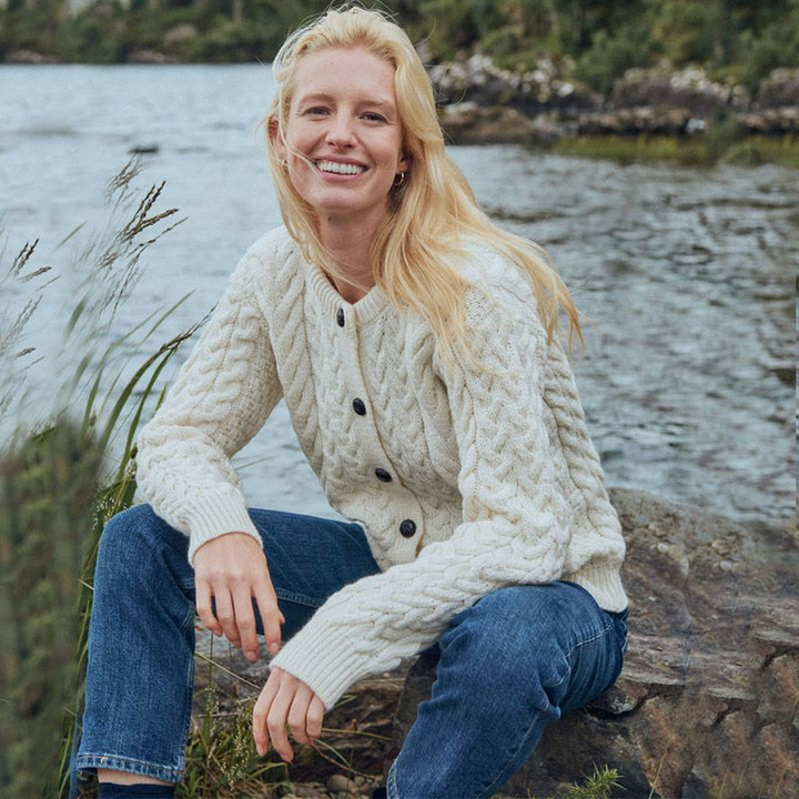 Supersoft Aran Wool Lumber Jacket Cardigan | Keilys.com