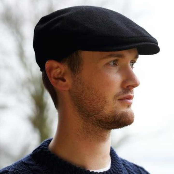 77B2-66454 Hanna Hats Vintage Irish Tweed Cap in Black Color Keilys.com