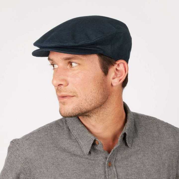 77B2L01 Hanna Hats Linen Vintage Irish Cap Navy Color Keilys.com