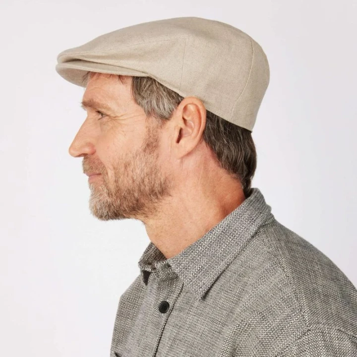 77B2L-Sand Hanna Hats Linen Vintage Irish Cap Natural Color Keilys.com