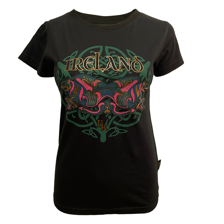 BK5053 Book of Kells Black Celtic Ladies T-Shirt Keilys.com