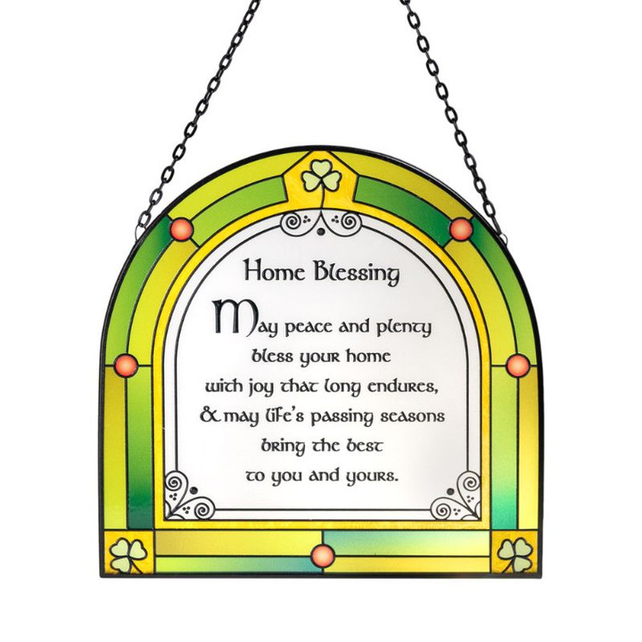 Home Blessing Stained Glass Window Hanging Irish Studio Keilys.com