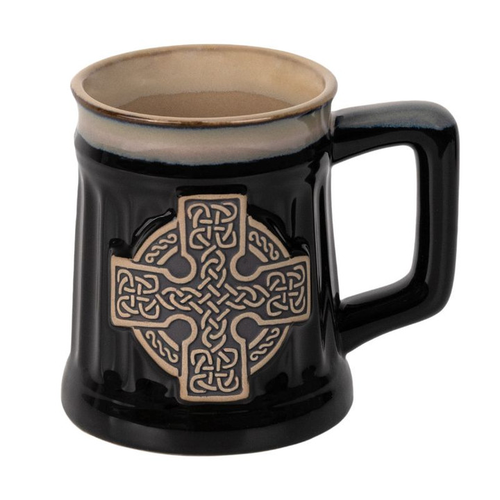 Celtic Cross Stoneware Mug Black Keilys.com
