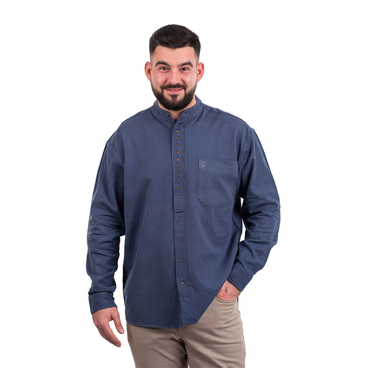 GS-GFS13INKBL Collarless Traditional Irishman's Shirt - Ink Blue Keilys.com