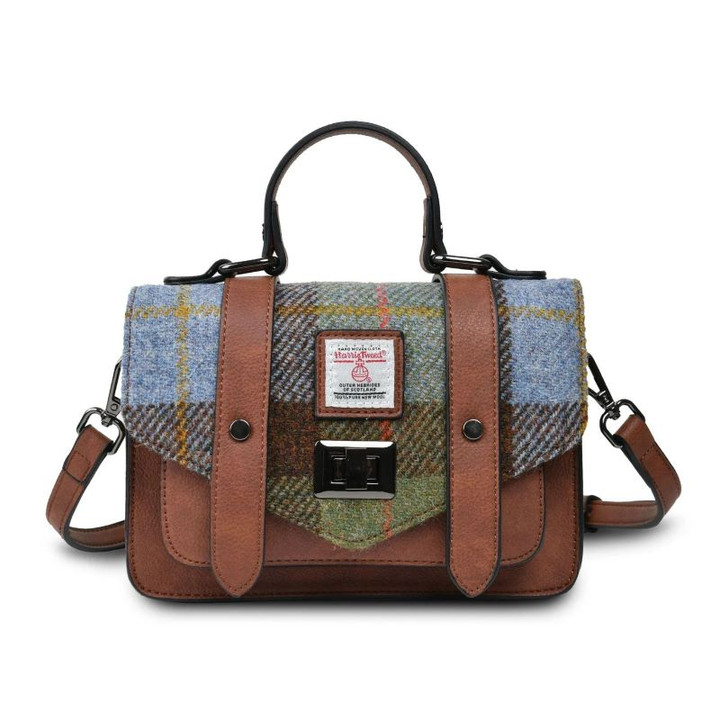 ISL-8311CBLTTL00 Harris Tweed Mini Satchel for Women Chestnut Blue Tartan Keilys.com
