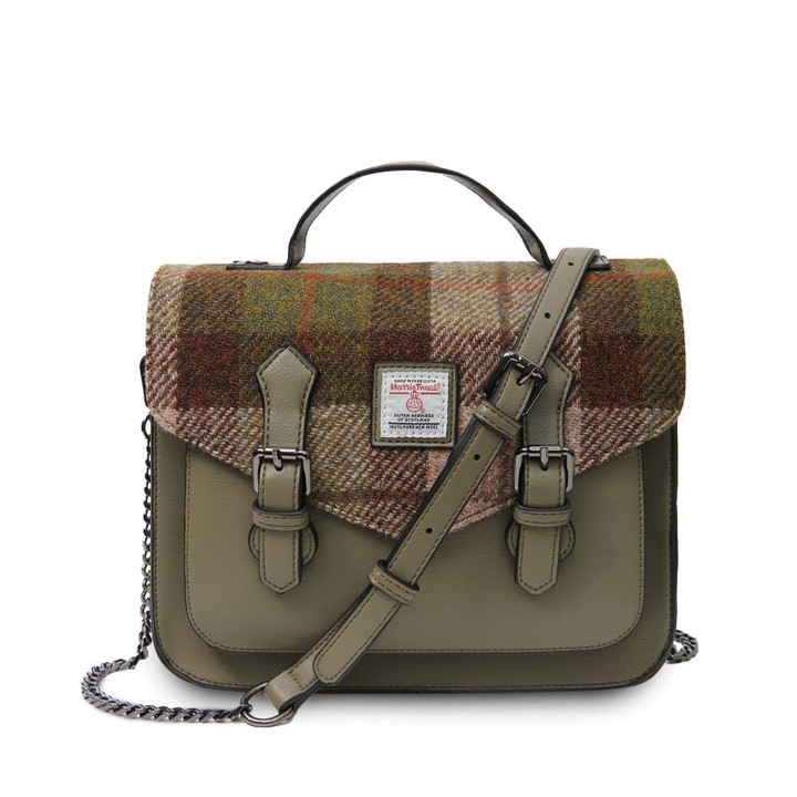 ISL-2712CHETTL00 Harris Tweed Medium Calton Satchel Chestnut Tartan Keilys.com