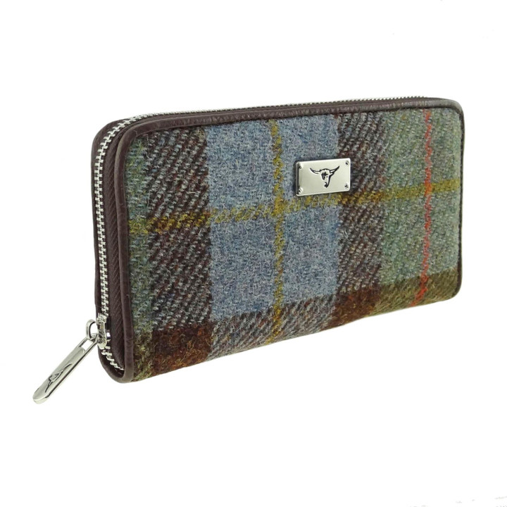 GA-LB2100-COL015 Ladies Harris Tweed Long Wallet Tartan Design MacLeod Tartan Keilys.com