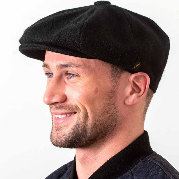 HOF-GATS-DT-BLK  Donegal Tweed Gatsby Newsboy Cap Black color Keilys.com