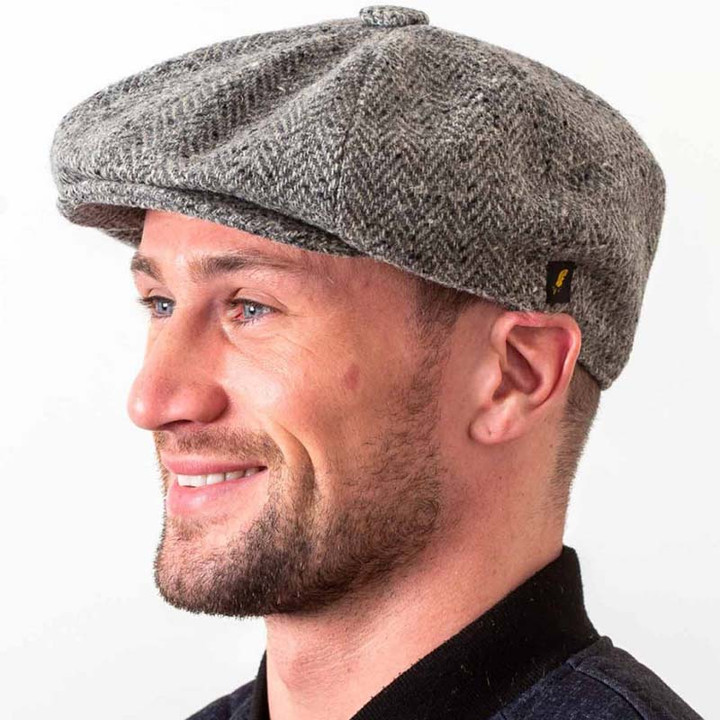 HOF-GATS-Ref-6400-04 Donegal Tweed Gatsby Newsboy Cap Silver color Keilys.com