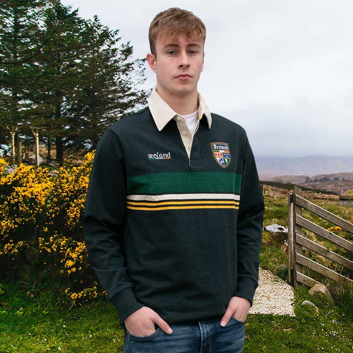 AI-6509NVY Ireland Crest of Provinces Rugby Shirt Navy Color Keilys.com