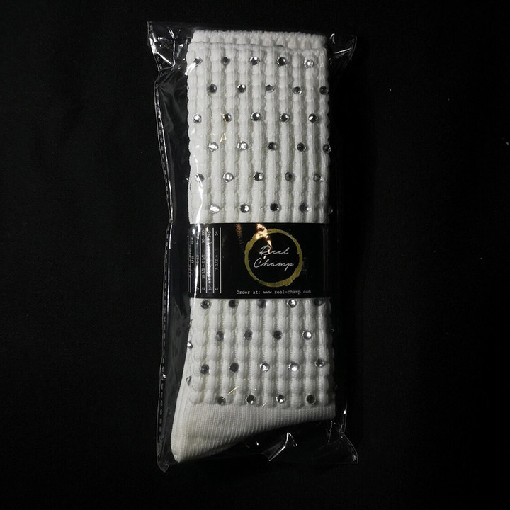 KSS-RCS-CL-CHAMP Reel Champ Poodle Socks with Clear Crystals - Champion Length Keilys.com