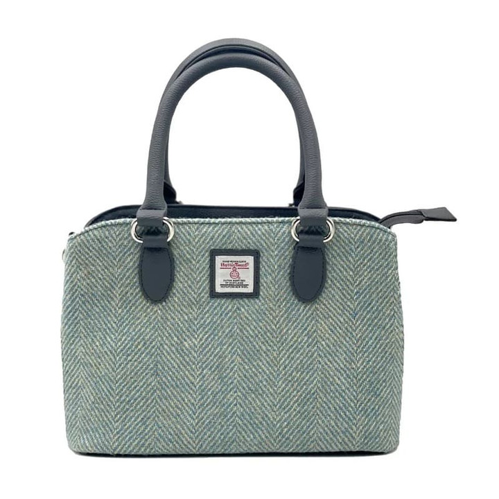 MCS-CB2301-1904B2 Handcrafted Harris Tweed Handbag for Ladies in Turquoise Color Front View Keilys.com
