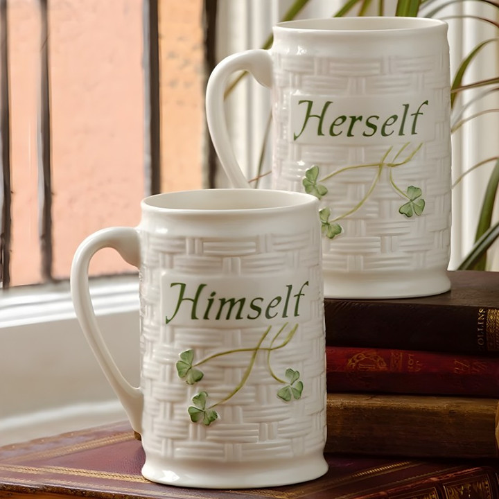 HI-Set-374 Handpainted Himself/Herself Shamrock Mugs Set of 2 Shop online on Keilys.com