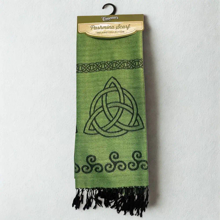JCW-14828 Celtic Trinity Knot Silk Scarf Green Color Keilys.com
