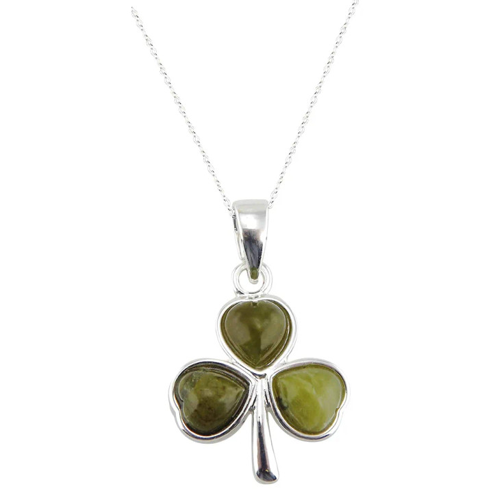 JCW-18101 Connemara Marble Irish Designed Silver Pendant Shamrock Keilys.com