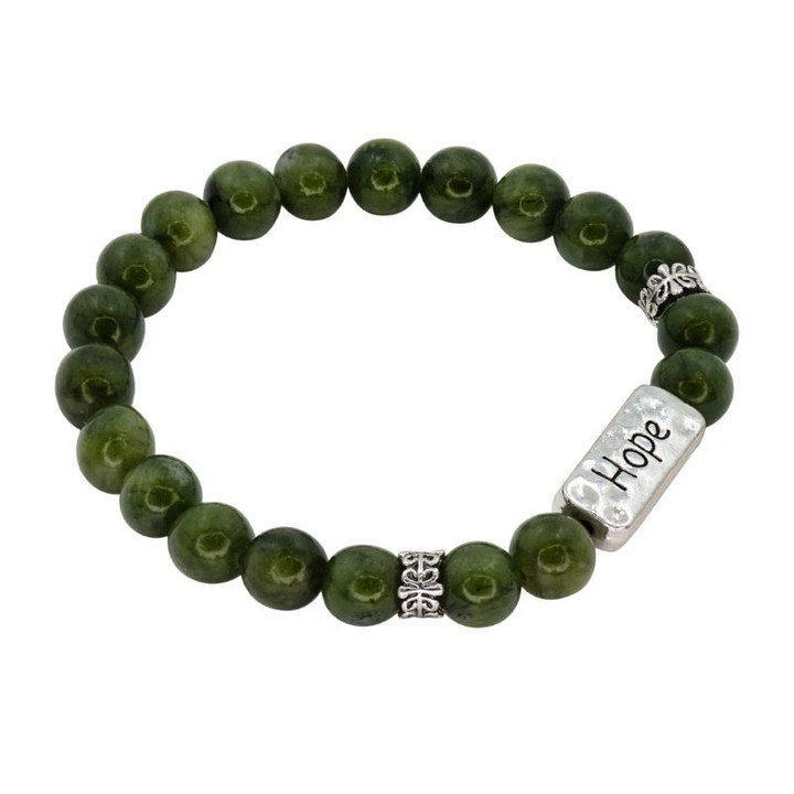 JCW-46619 Connemara Beads Irish Bracelet with Engraved Charm Hope Keilys.com