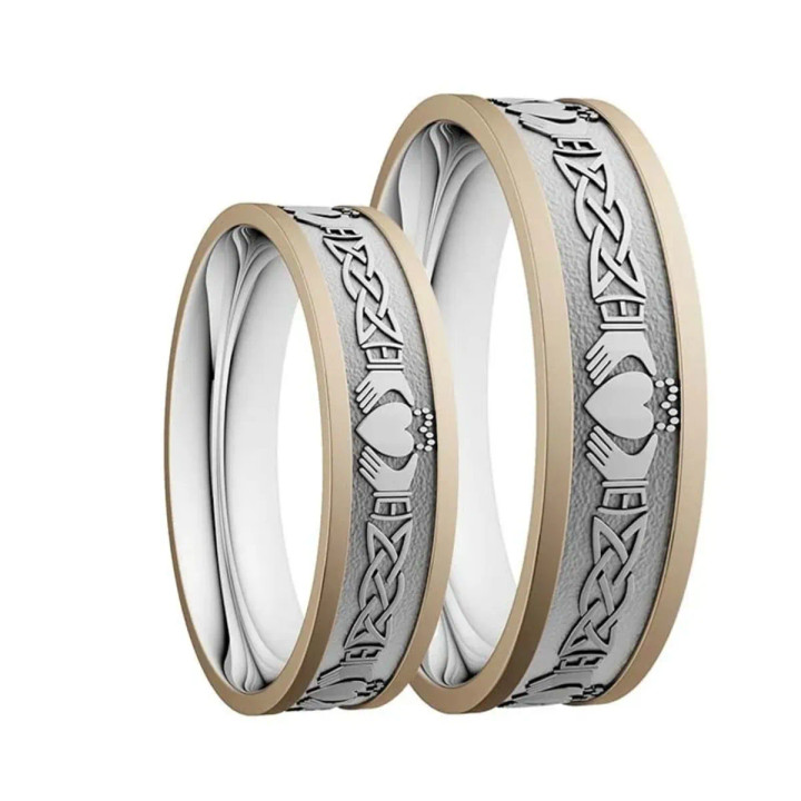 BJ-WED47-10K-YR Two Tone 10K Gold Irish Claddagh Marriage Ring Keilys.com