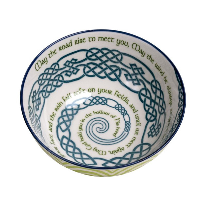 May the Road Rise Blue Bowl Front View On Keilys.com