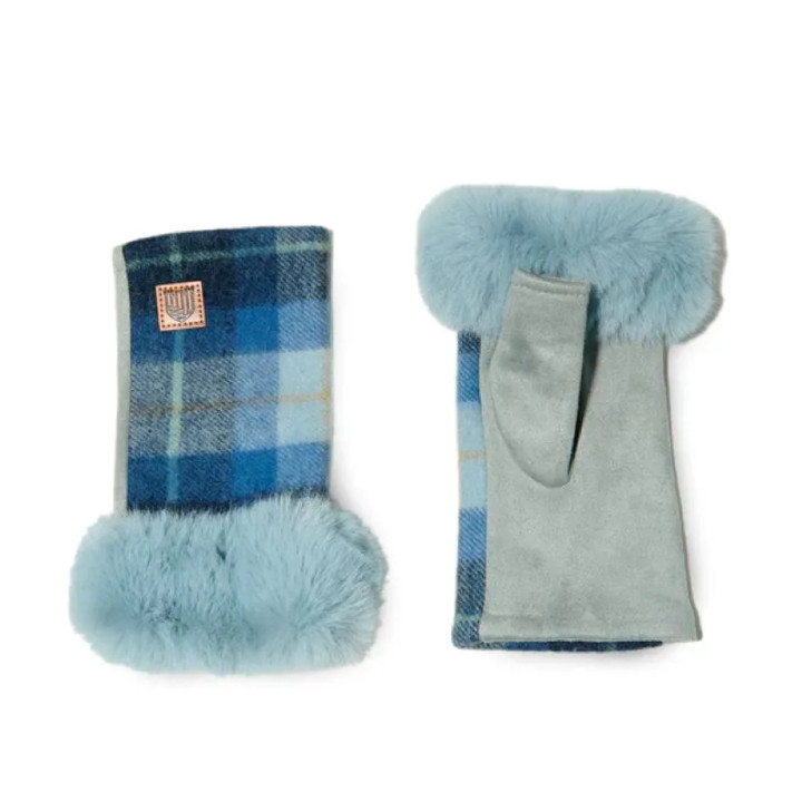 ISL-9008 Blue Tartan Islander Ladies Lambswool Tartan Mittens Keilys.com