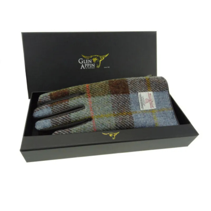 GA-LB3011-COL015 Glen Appin Women's Harris Tweed & Leather Gloves in MacLeod Color Keilys.com