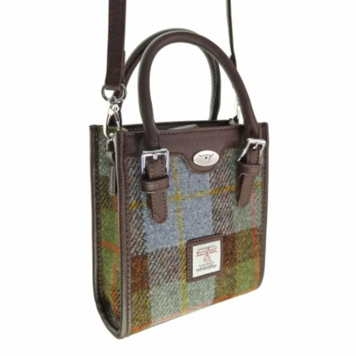 GA-LB1238-COL015 Handmade Harris Tweed Mini Keltie Tote Macleod Tartan Keilys.com