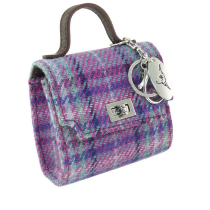 GA-LB1250-COL0146 Handmade Harris Tweed Nochty Mini Bag Purple Mint  Keilys.com