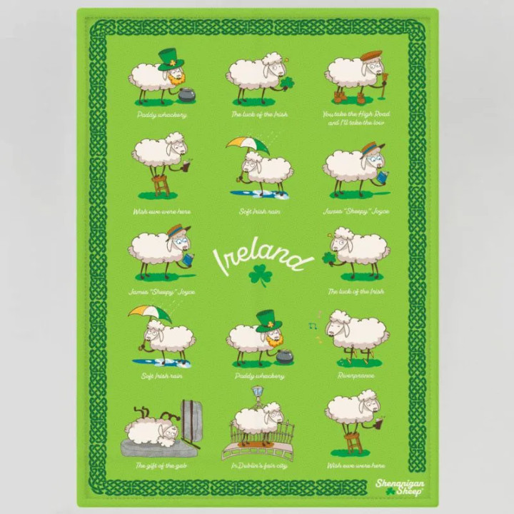 AIS-168626 Irish Shenanigan Sheep Green Tea Towel Keilys.com