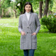 Ladies Double Breasted Shawl Collar Coat Grey Front view Keilys.com