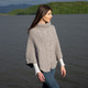 Cable Cowlneck Poncho Grey Front view Keilys.com