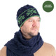 St. Patrick's Day Men Irish Wool Knit Hat with Shamrocks Navy 100% merino wool Keilys.com
