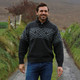 Rugged Celtic Wool Troyer Sweater Charcoal Keilys.com