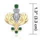 Sterling Silver Scottish Thistle Pendant in 18k Gold and Gemstones Measure Shop On Keilys.com