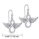 Angel Wings and Infinity Symbol Silver Earrings Measure On Keylis.com