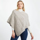 B676367 Women's Aran 100% Merino Poncho Oat Front side Keilys.com