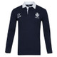 scotland men's rugby shirt - front view displaying vibrant blue and white colors with a thistle emblem