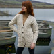 Aran Ladies V-Neck Merino Cable Knit Cardigan Keilys.com