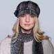 Muckross Weavers Newsboy Hat Grey and Black Plaid Front view Keilys.com