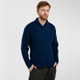 MM224-110 Shawl Neck Merino Wool Fisherman's Sweater Ocean BlueFront view Keilys.com