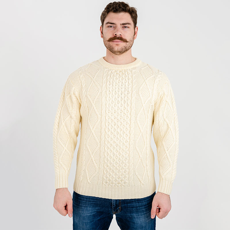Irish Aran Style Wool Blend Sweater | Keilys.com