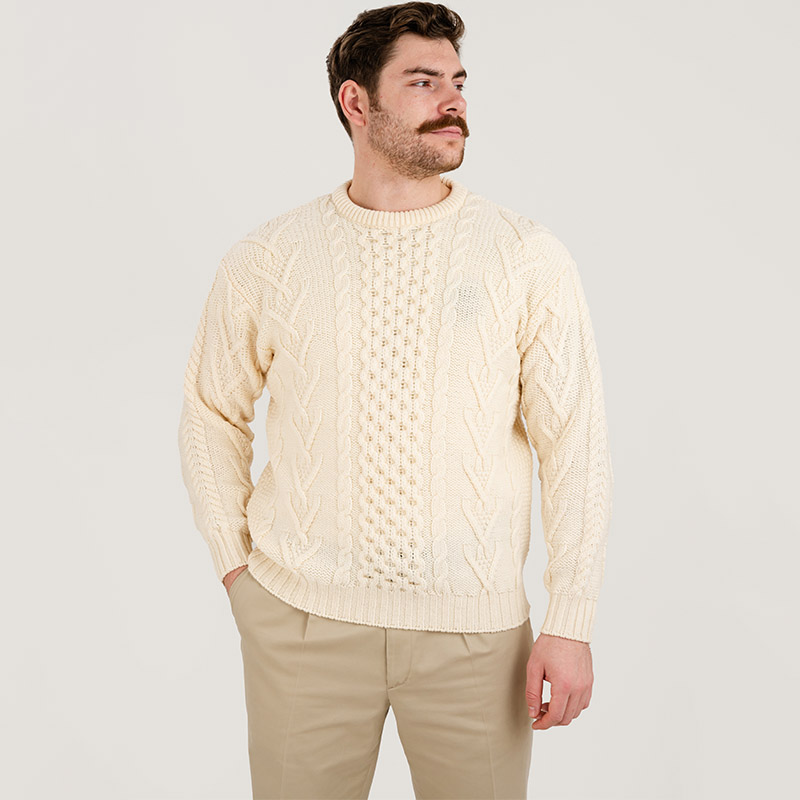 Men's Irish Aran Crew Neck Sweater | Keilys.com