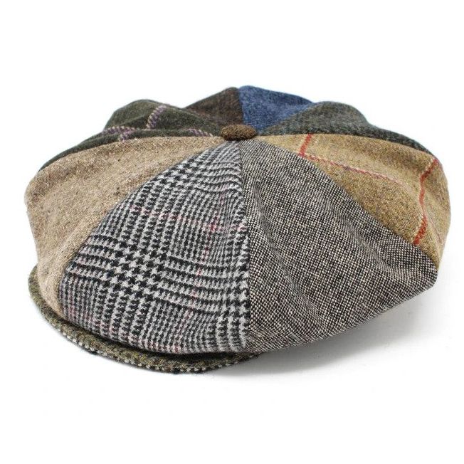 Hanna Hats Eight Piece Patchwork Tweed Cap | Keily's