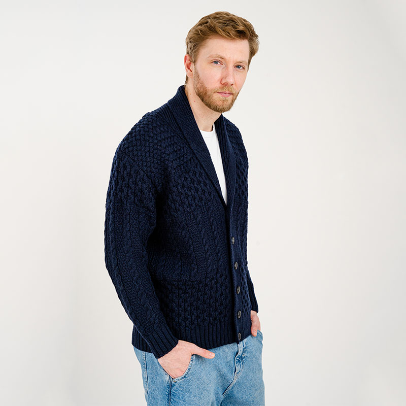 Merino Wool Irish Shawl Collar Men's Cardigan | Keilys.com Merino Wool Irish Shawl Collar Men's Cardigan | Keilys.com