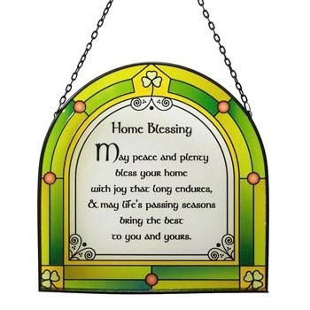 Home Blessing Stained Glass Window Hanging