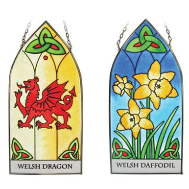 Vetrata Appesa Gallese Con Drago - Pannello In Vetro Colorato 20 Cm - Celtic Welsh - 3